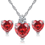 Fashion Crystal Heart Necklace & Earrings Sets