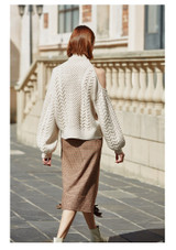 Retro High Waist Tassels Asymmetry Midi Wrap Skirt Houndstooth Vintage skirt Femme Slim