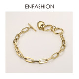 ENFASHION Good Luck Heart Bracelet Femme Gold Color Stainless Steel Bracelets For Women Fashion Jewelry Friends Gifts B192045