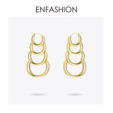ENFASHION Multilayer Circle Links Drop Earrings For Women Gold Color Long Tassel Dangle Earings Fashion Jewelry Pendientes E1073