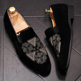 Black Velvet Detailed Loafers