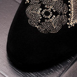 Black Velvet Detailed Loafers