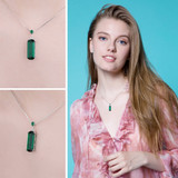 Jpalace Simulated Nano Emerald Pendant Necklace 925 Sterling Silver Gemstones Choker Statement Necklace Women Without Chain