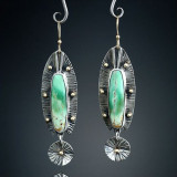 Boho Ethnic Green Resin Stone Drop Dangle Earrings