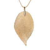 Leaf Pendant Necklace - Long Chain