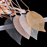 Leaf Pendant Necklace - Long Chain
