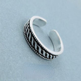 Vintage Handmade Oxidized 925 Sterling Silver Adjustable Rings