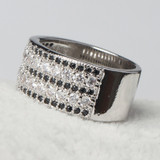 925 Sterling Silver Black Crystal Zircon Ring