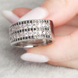 925 Sterling Silver Black Crystal Zircon Ring