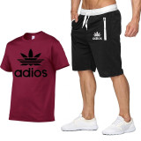 Tracksuit male 2020 men's clothing set of summer fitness sports clothing print shorts+ t shirt male suit 2 pieces sets plus size