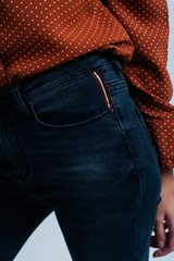 Black Wrinkled Skinny High-Waisted Jeans