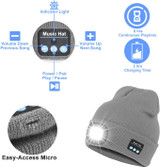 Bluetooth Beanie Hat with Light, Upgraded Musical Knitted Cap