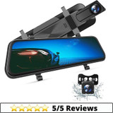 Mirror Dash Cam for Cars with Full Touch Screen, Backup Camera Rear View Mirror