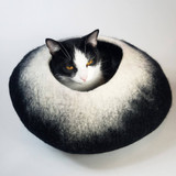 Charcoal & White Cat Cave |  Pet Bed