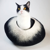 Charcoal & White Cat Cave |  Pet Bed