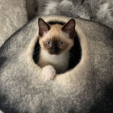 Charcoal & White Cat Cave |  Pet Bed