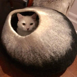 Charcoal & White Cat Cave |  Pet Bed