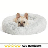 Calming Donut Dog Bed in Shag Fur, Machine Washable Pet Bed