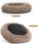 Calming Donut Dog Bed in Shag Fur, Machine Washable Pet Bed