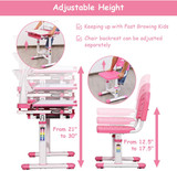Kids Desk and Chair Set, Kids Study Table with Book Stand
