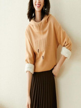 Casual Letter Printed Loose Hooded Blouse