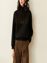 Casual Letter Printed Loose Hooded Blouse