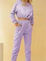 long sleeve crop top and long pants two-piece set