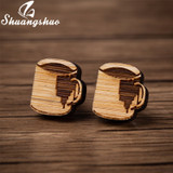 Laser Engraved Coffee Cup Stud Earrings