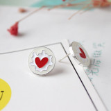 Red Heart Cute Coffee Cup Stud Earrings
