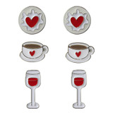 Red Heart Cute Coffee Cup Stud Earrings