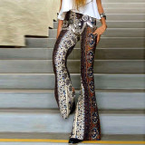 Women Floral Printing Boho Hippie Pants Wide Leg High Waist