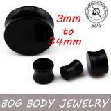 BOG- Large Size Pair Black Acrylic High Polished Double Flare Gauge
