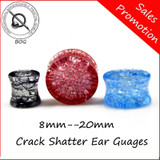 BOG-1 Pair Shatter Crack Ear Double Flare  Acrylic Gauges