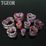 Heart acrylic double flare gauges