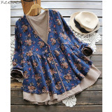Long Sleeve Vintage Floral Print Blouse Long Sleeve Vintage Floral Print Blouse