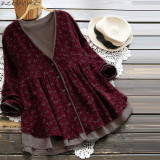 Long Sleeve Vintage Floral Print Blouse Long Sleeve Vintage Floral Print Blouse