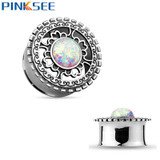 1 PC Spatial Big Crystal Stainless Steel Ear Plugs