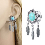 2pcs Stainless Steel Screw Dangle Ear Plugs and Tunnels