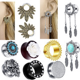 2pcs Stainless Steel Screw Dangle Ear Plugs and Tunnels