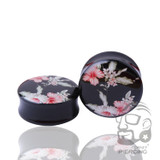 Beautiful Flower Logo Ear Gauge Acrylic