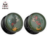 logo black acrylic picture screw ear gauges 6mm to 30mm
