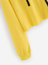 Drop Shoulder Drawstring Hoodie Crop Sweatshirt