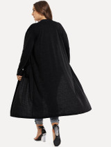 Plus Pocket Detail Solid Longline Coat