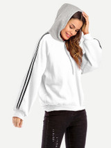 Contrast Striped Side Hoodie