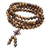 Tibetan Buddhist Mala Natural Tiger Eye Gem Stone Bead Dual-use Necklace Bracelet