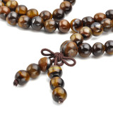 Tibetan Buddhist Mala Natural Tiger Eye Gem Stone Bead Dual-use Necklace Bracelet