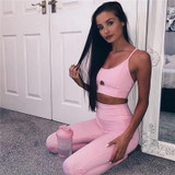 Pink Hollow Women Yoga set Bra+Pant