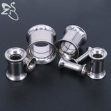 Trendy Double Flared Ear Plug Tunnel Stainless Steel