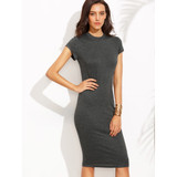 Heather Grey Crew Neck Sheath Dress