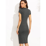 Heather Grey Crew Neck Sheath Dress